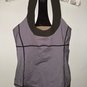 Lululemon Athletica Purple Black Asymmetrical Cut Out Tank Top